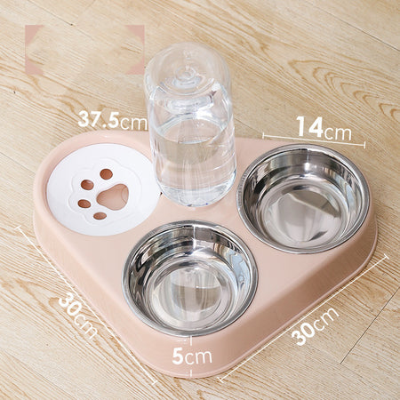 Double Dog Bowl with Automatic Water Dispenser